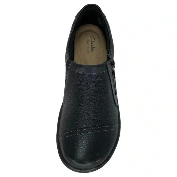 Clarks Womens Loafers 7M Cora Giny Black Pebbled Leather Ultimate Comfort - Picture 6 of 12